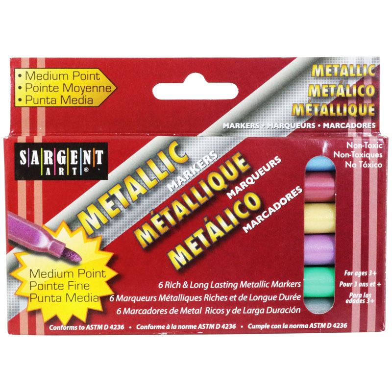 Liquid Metals® Metallic Marker Pack, Med Tip, 6 Colors